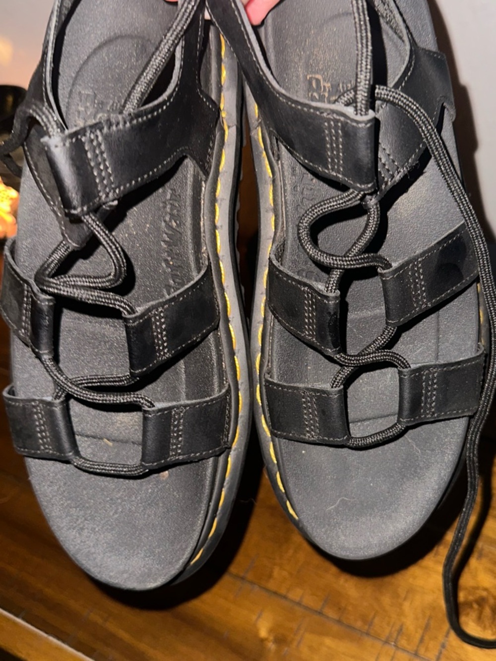 Dr. Martens Black Leather Lace-Up Platform Sandals - Picture 4 of 6